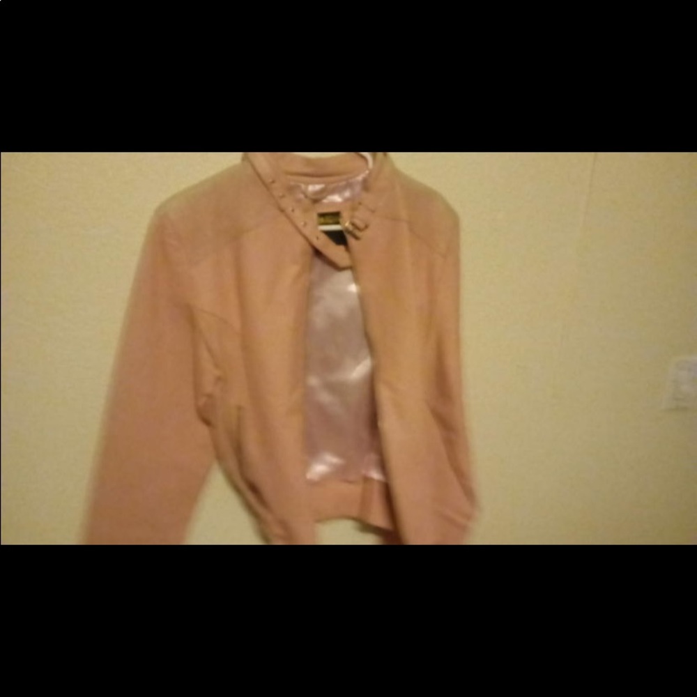 Pink leather jacket size xl